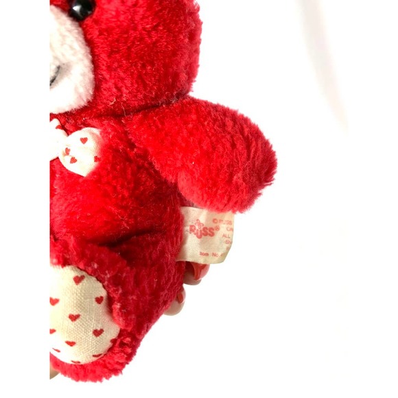Vintage Russ Red Teddy Bear With Polka Dot Tie 6" - Picture 10 of 13